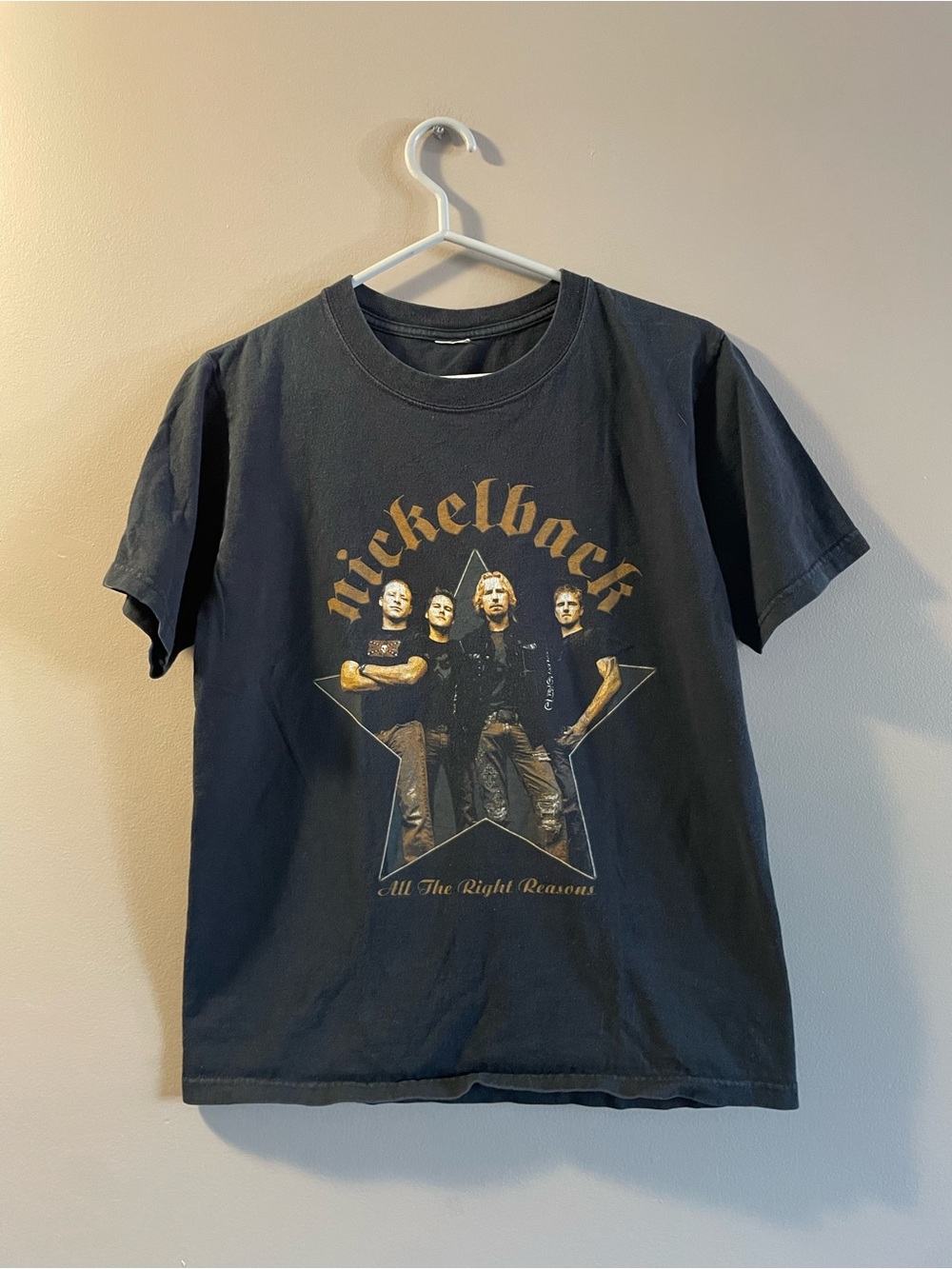 2006 Nickelback Black Graphic Band Tee - Gold Print